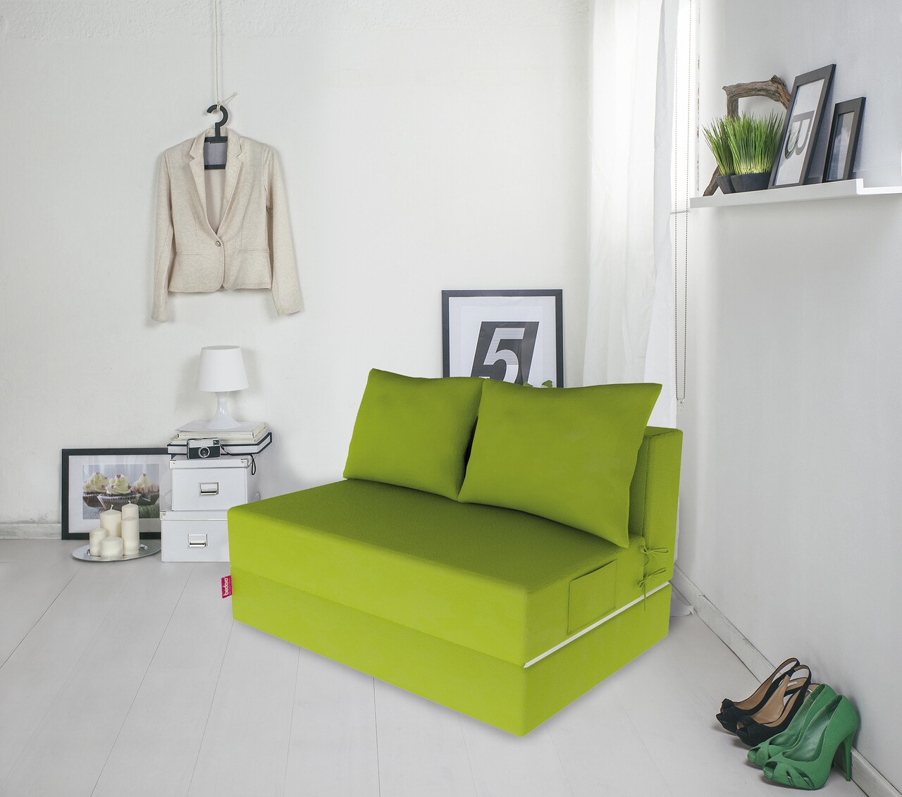 Canapea extensibila Urban Living, 136x80x40 cm, Verde - imagine 7